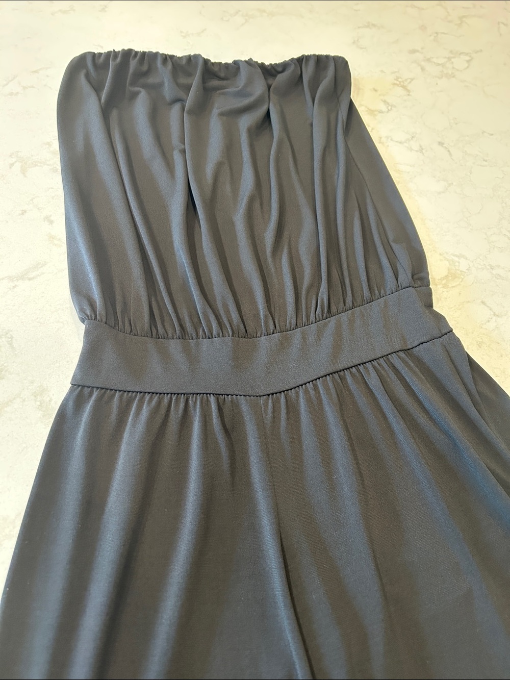Veronica M Black Shirred Jumpsuit Wide Leg Tube Top Small - Picture 5 of 12